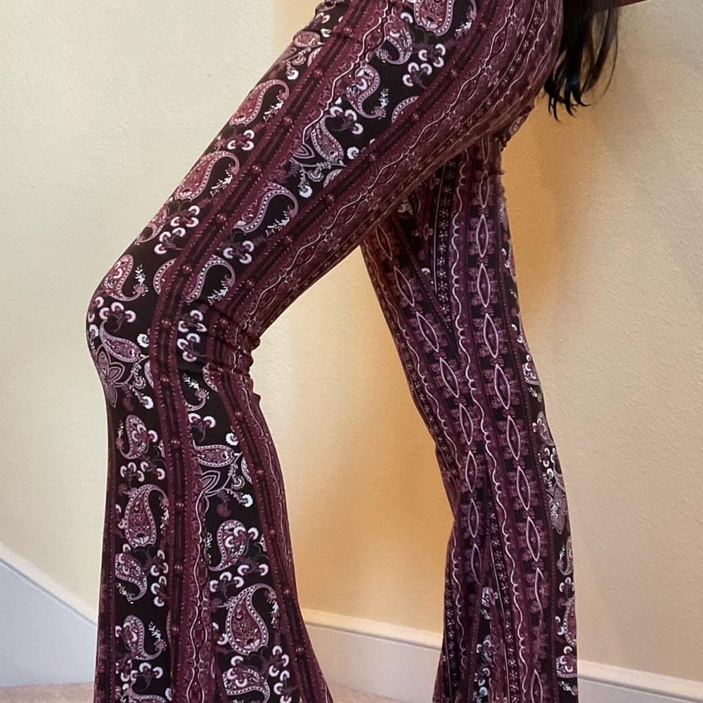 Bear Dance Boho Flared Purple Pants NWOT